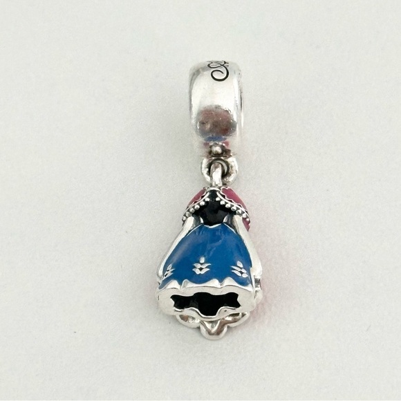 Pandora Disney Princess Anna Dress Blue Pink Enamel Dangle Charm - Picture 1 of 5